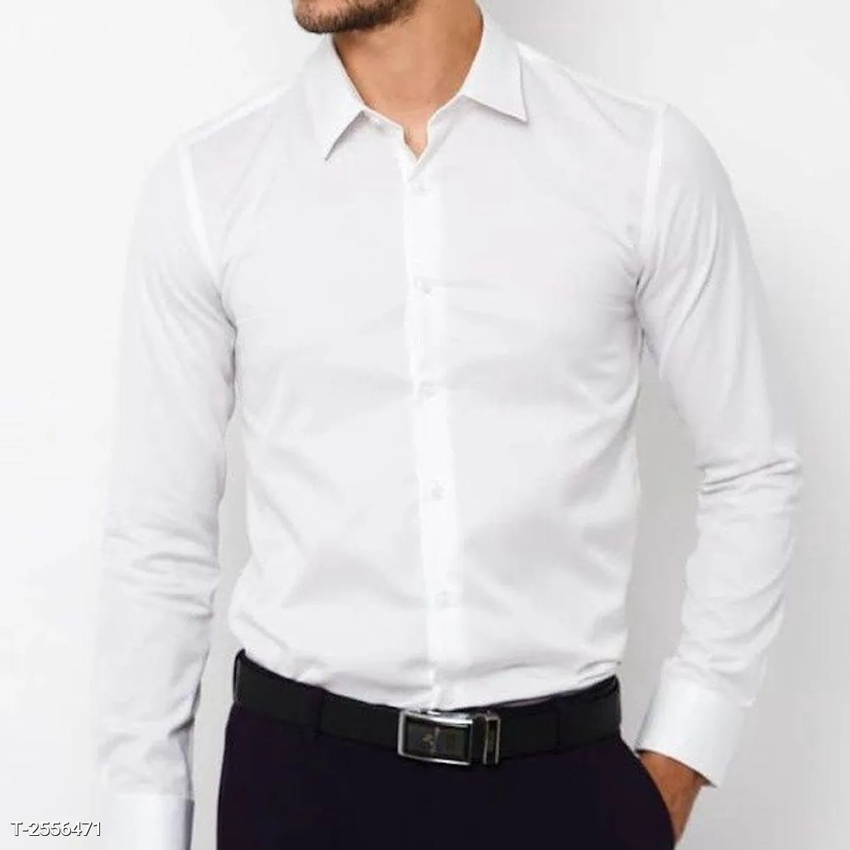 Áo Sơ Mi Nam Trơn Tay Dài Công Sở Cotton Màu Trắng - Ảnh chi tiết 5